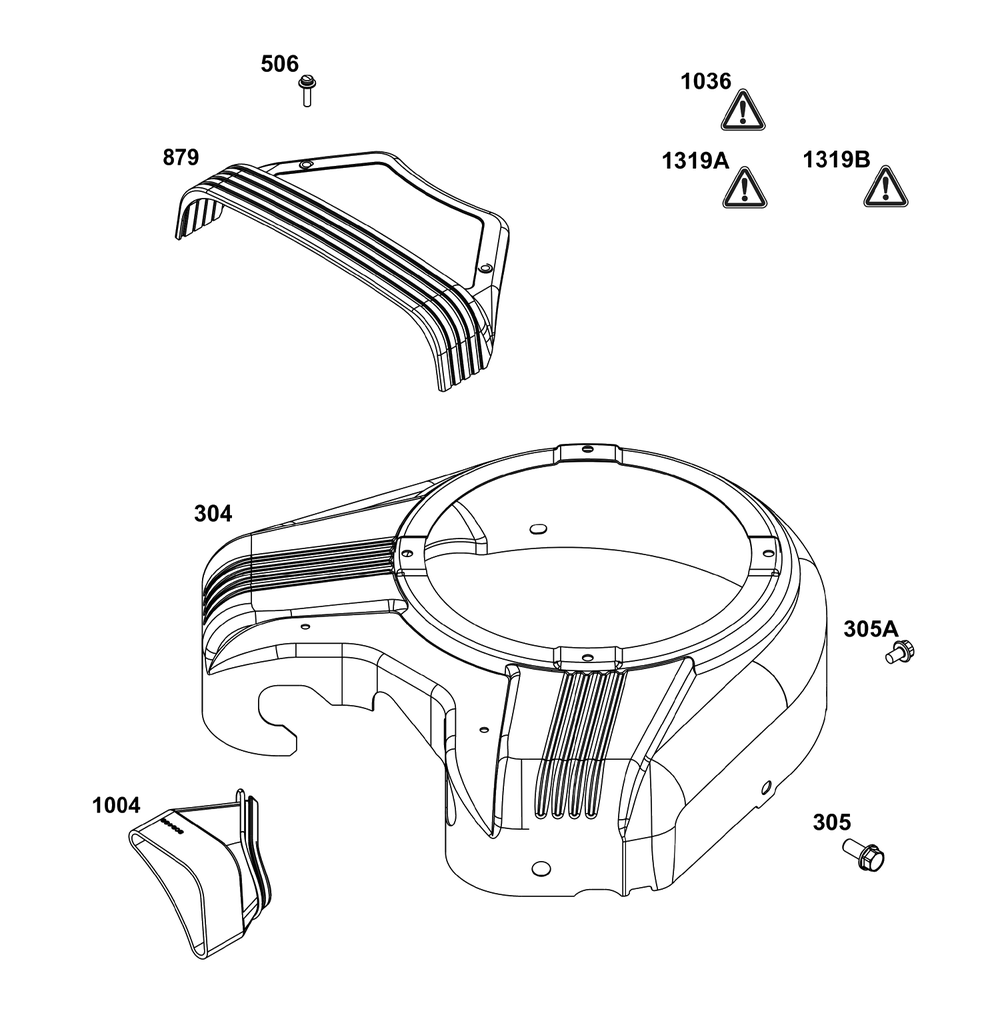Blower Housing Group Diagram and Parts List for 305777-3136-G1  Briggs and Stratton Engine